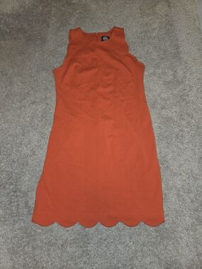 ANTONIO MELANI Orange Scalloped Midi Dress